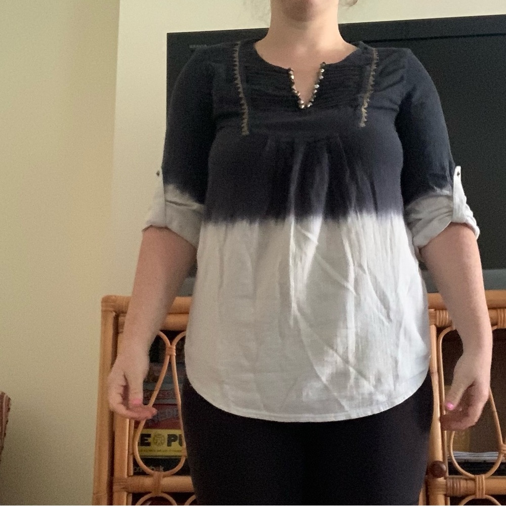 Free people 3/4 sleeve ombré blouse